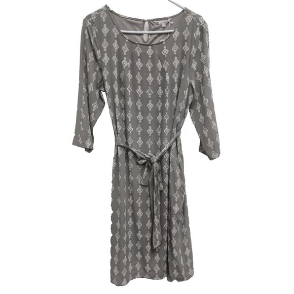 De Collection Womens Shifting Sand Dress Large Gray Garden Crest Midi Cottage - Picture 1 of 11